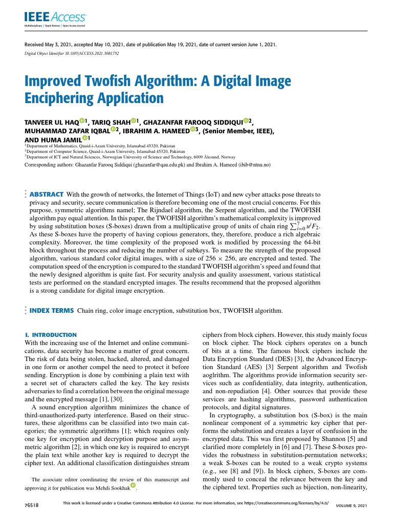 Improved Twofish Algorithm A Digital Image Enciphering Application ...