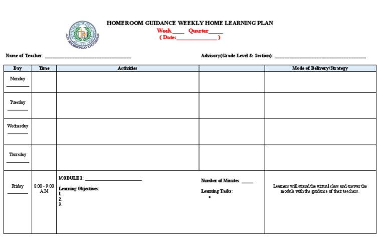 Weekly Homeroom Guidance Plan | PDF