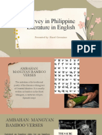 Survey in Philippine Literature in English: Presented By: Hazel Geronimo