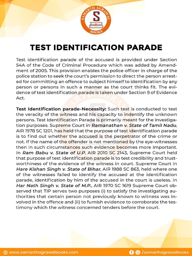 Test Identification Parade PDF