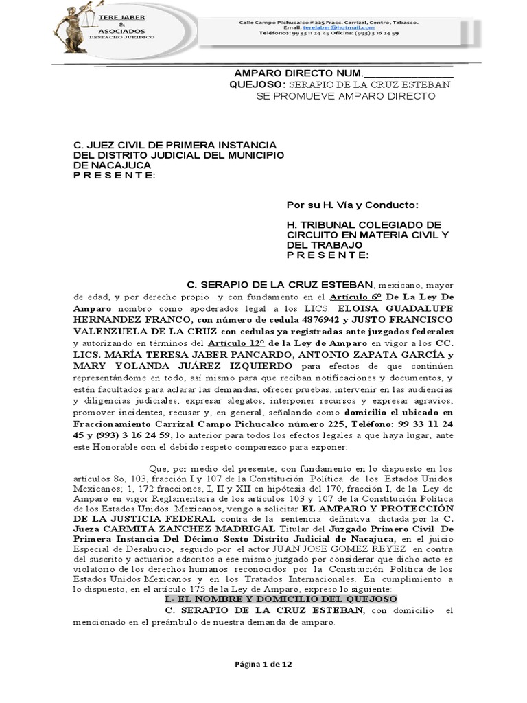 Amparo Directo de Serapio Esteban | PDF | Debido al proceso | Sentencia ...