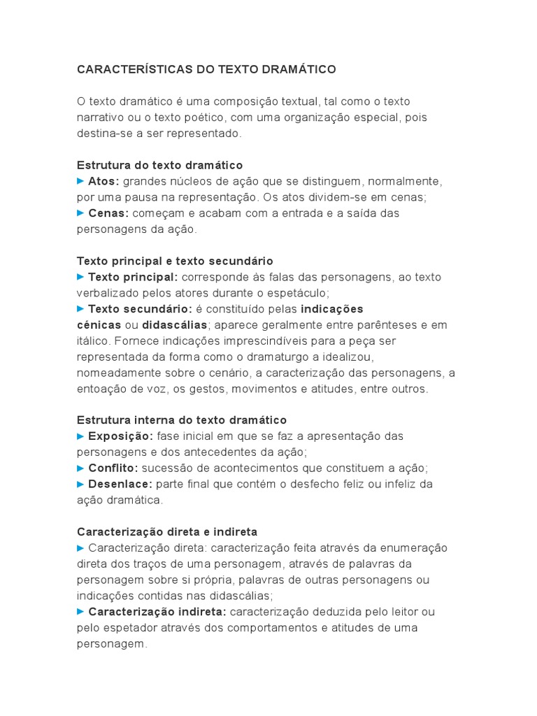 Caracteristicas Do Texto Dramatico | PDF
