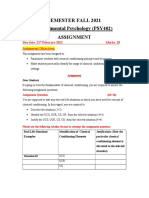 Semester Fall 2021 Experimental Psychology (PSY402) Assignment