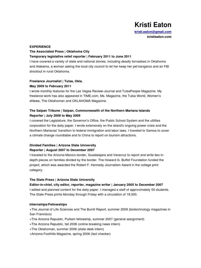 Website Resume | PDF | Oklahoma | Journalism