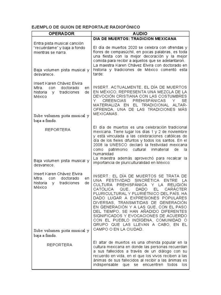4 Ejemplo Guion de Reportaje de