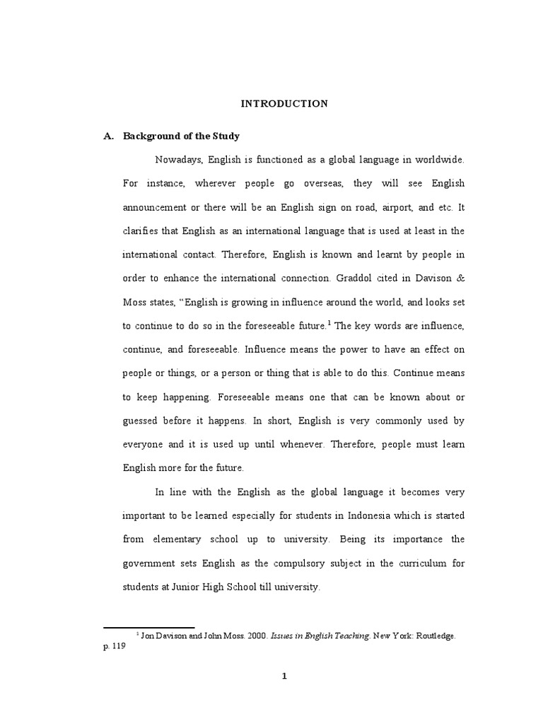 A. Background of The Study Jon Davison and John Moss. 2000. Issues in