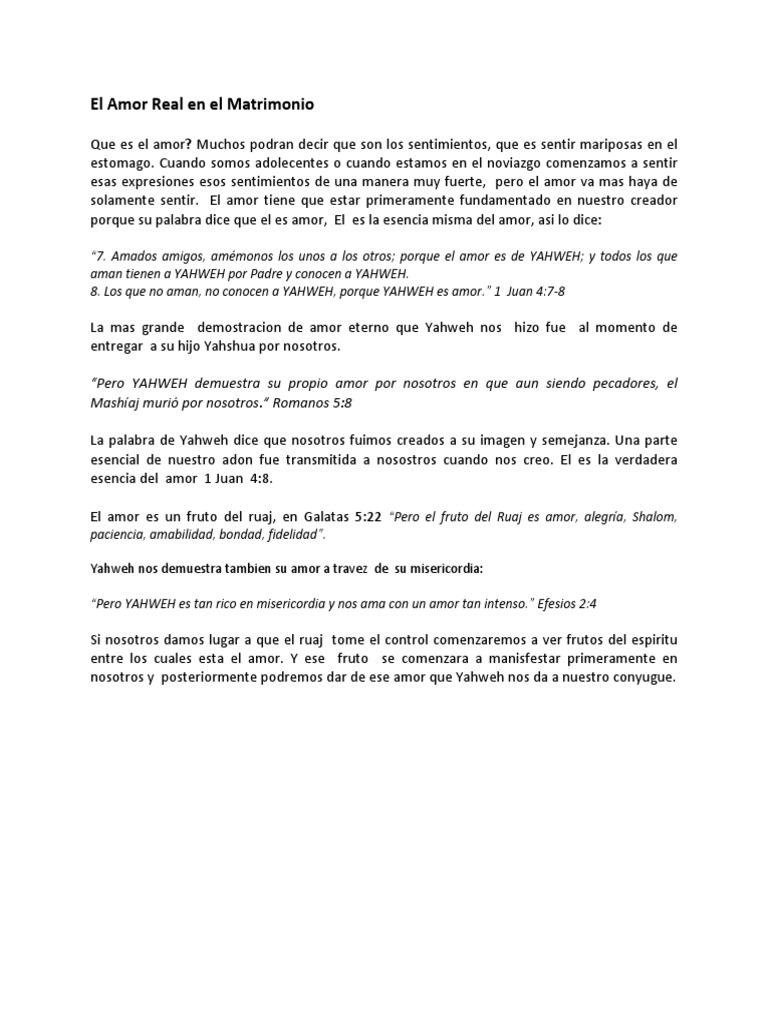Amor Verdadero en el Matrimonio | PDF | Amor | Primera epístola a los ...