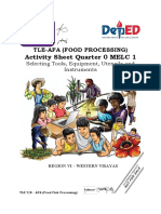 Activity Sheet Quarter 0 MELC 1: Tle-Afa (Food Processing)