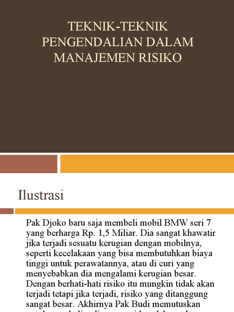 Teknik Pengendalian Risiko dalam Manajemen | PDF