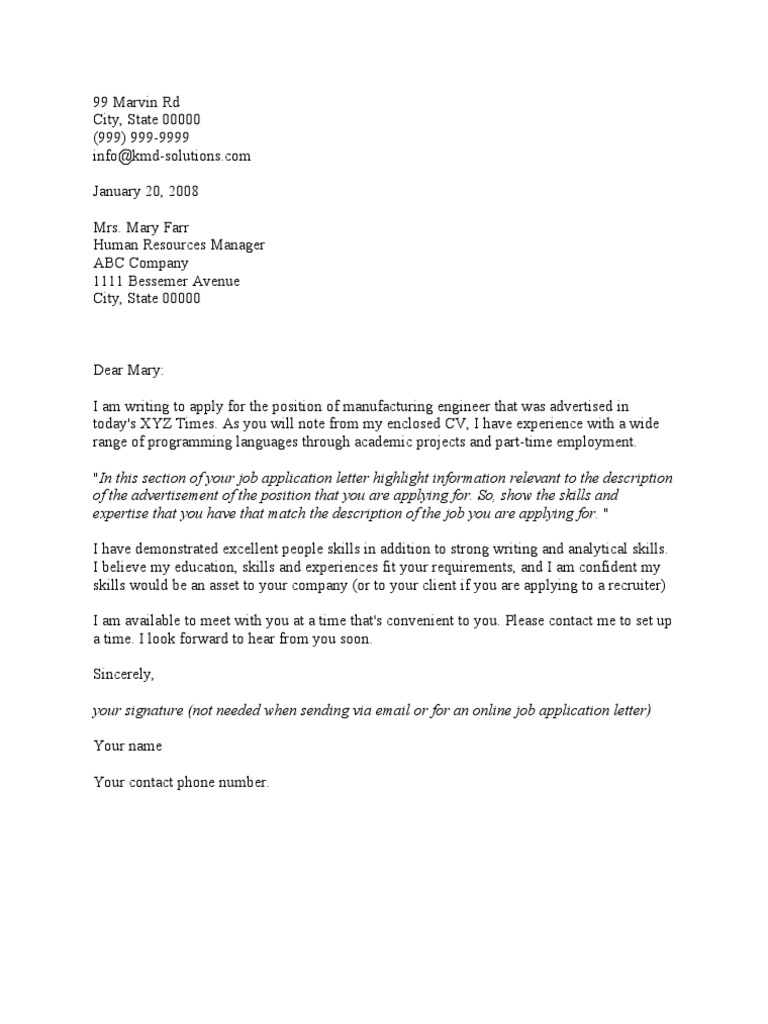Contoh Surat Lamaran Kerja Part Time - Simak Gambar Berikut