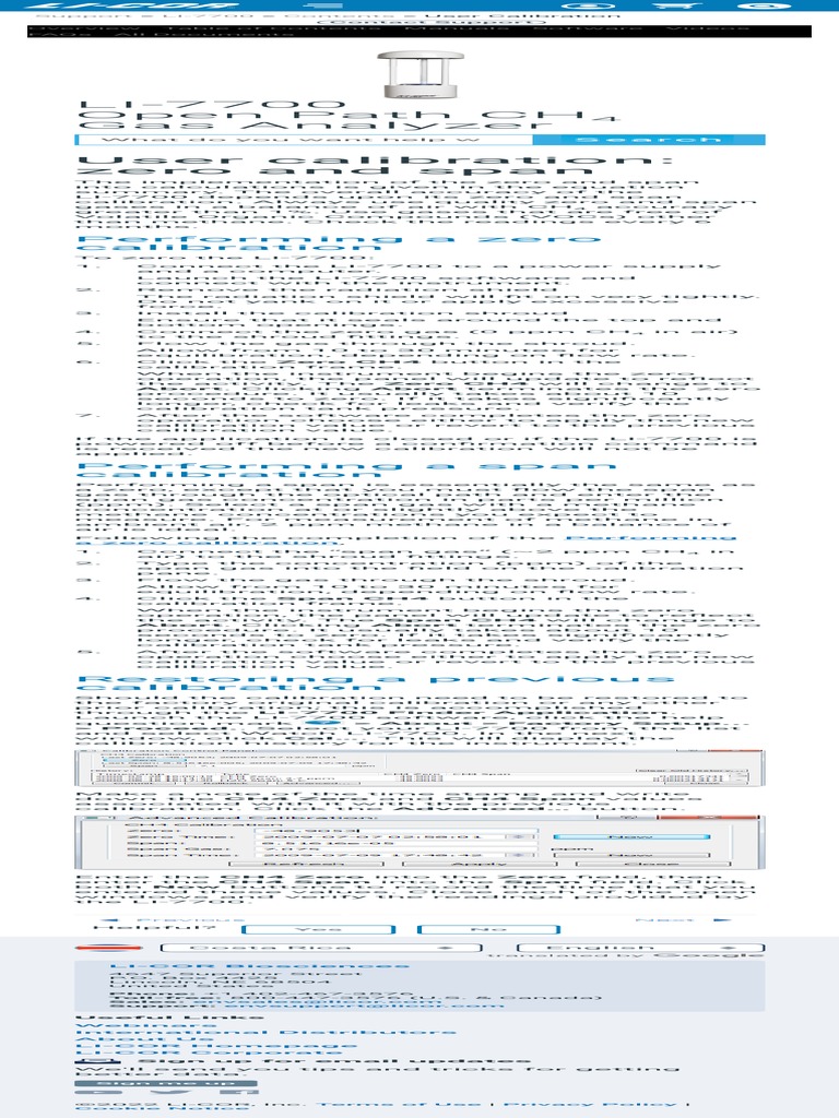 LI-7700 User Calibration Zero and Span | PDF | Calibration | Gases