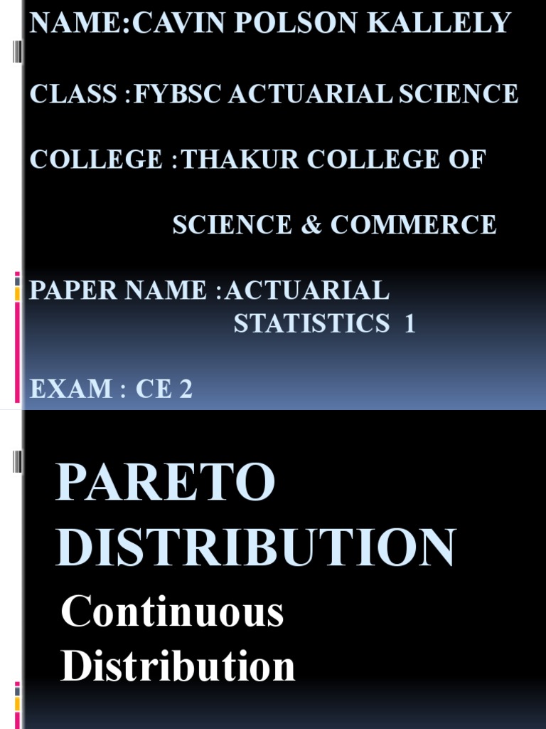 Pareto Distribution in Actuarial Science | PDF | Statistics | Economies