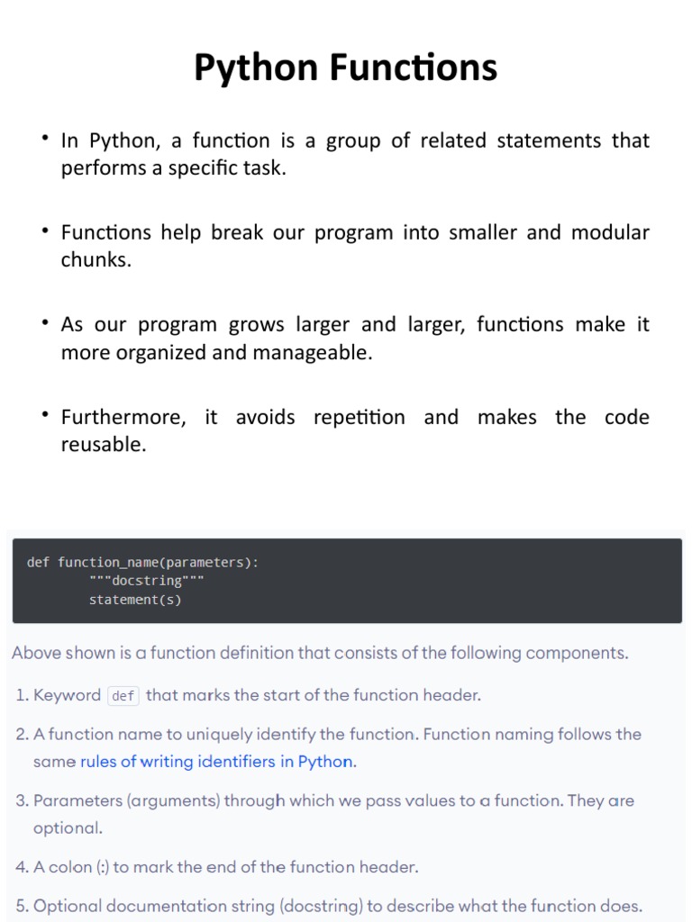Python Functions | PDF | Computers | Technology & Engineering