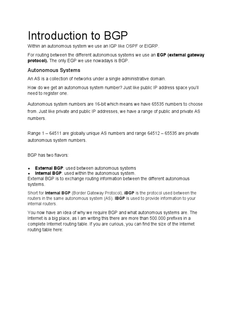 Understanding BGP and Autonomous Systems | PDF
