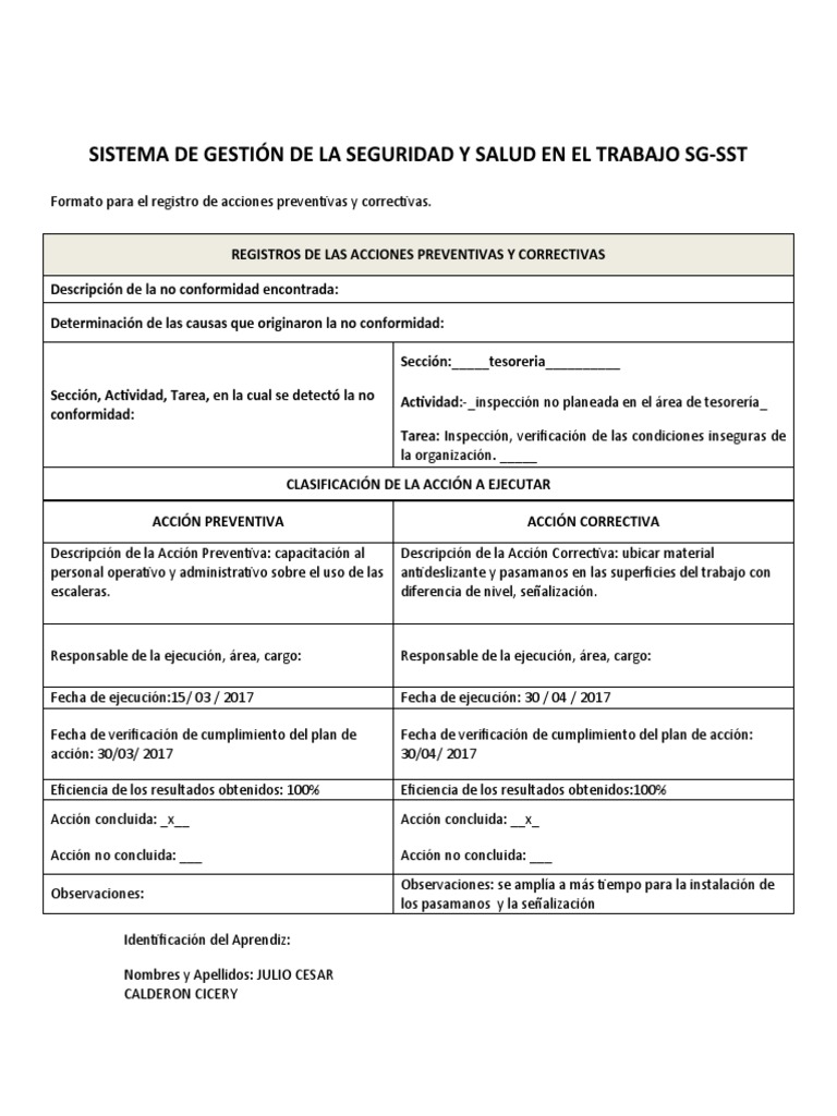 Sistema de Gestión de La Seguridad y Salud en El Trabajo SG | PDF ...