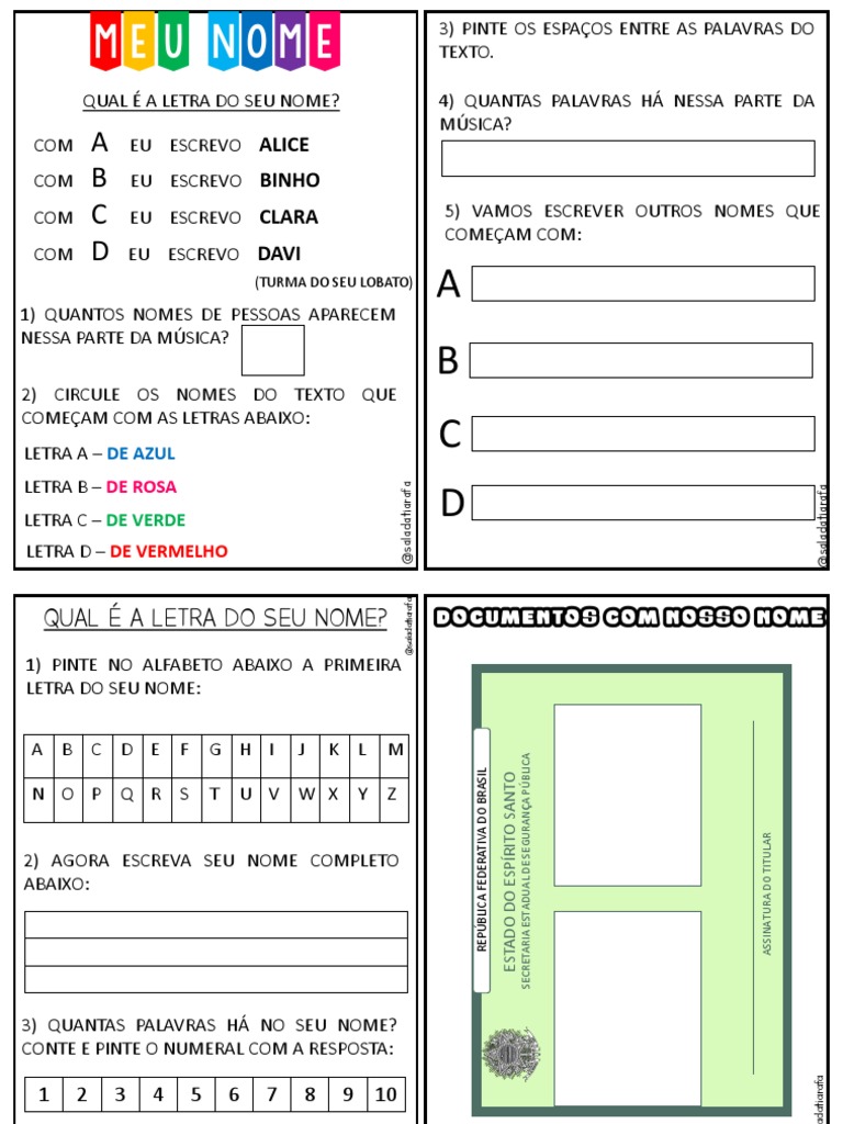Qual é A Letra Do Seu Nome Pdf Alfabeto