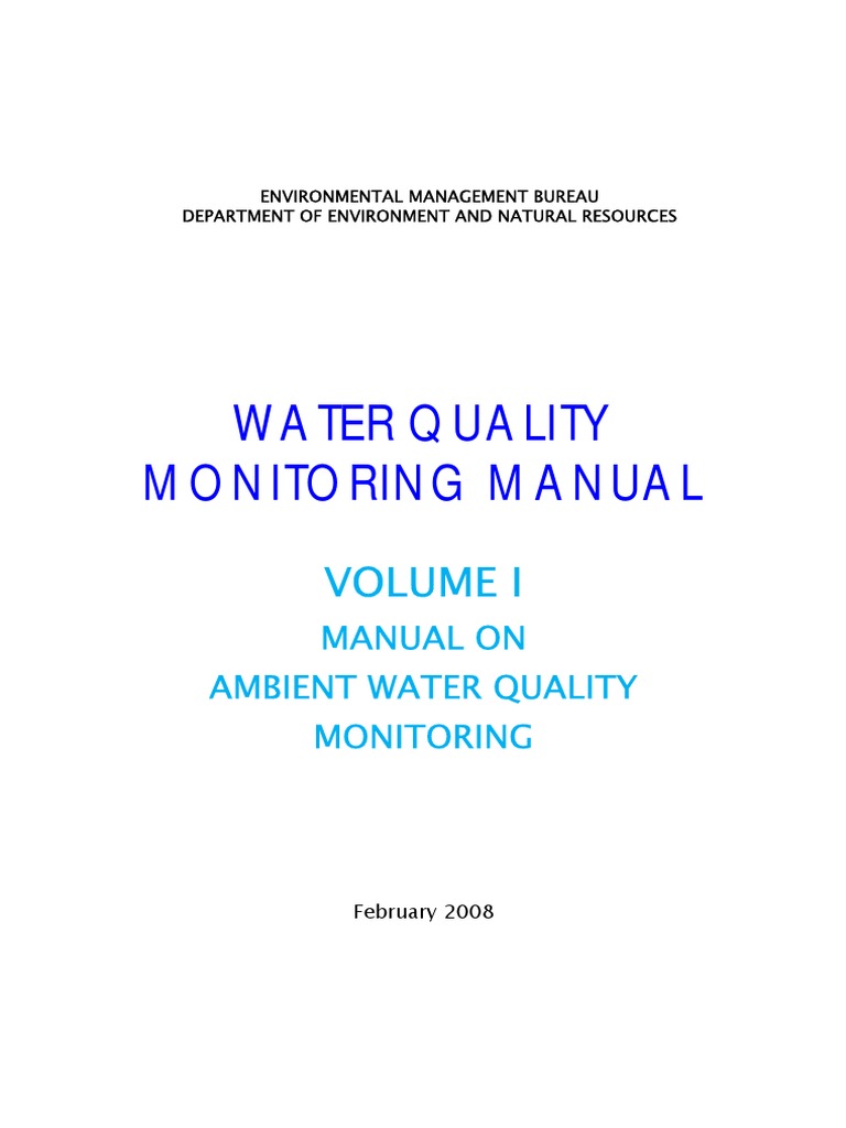 Manual On Ambient Water Quality Monitoring PDF Water Quality Water