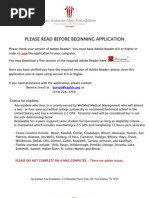Please Read Before Beginning Application