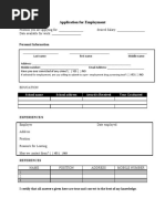 Application For Employment: Personal Information