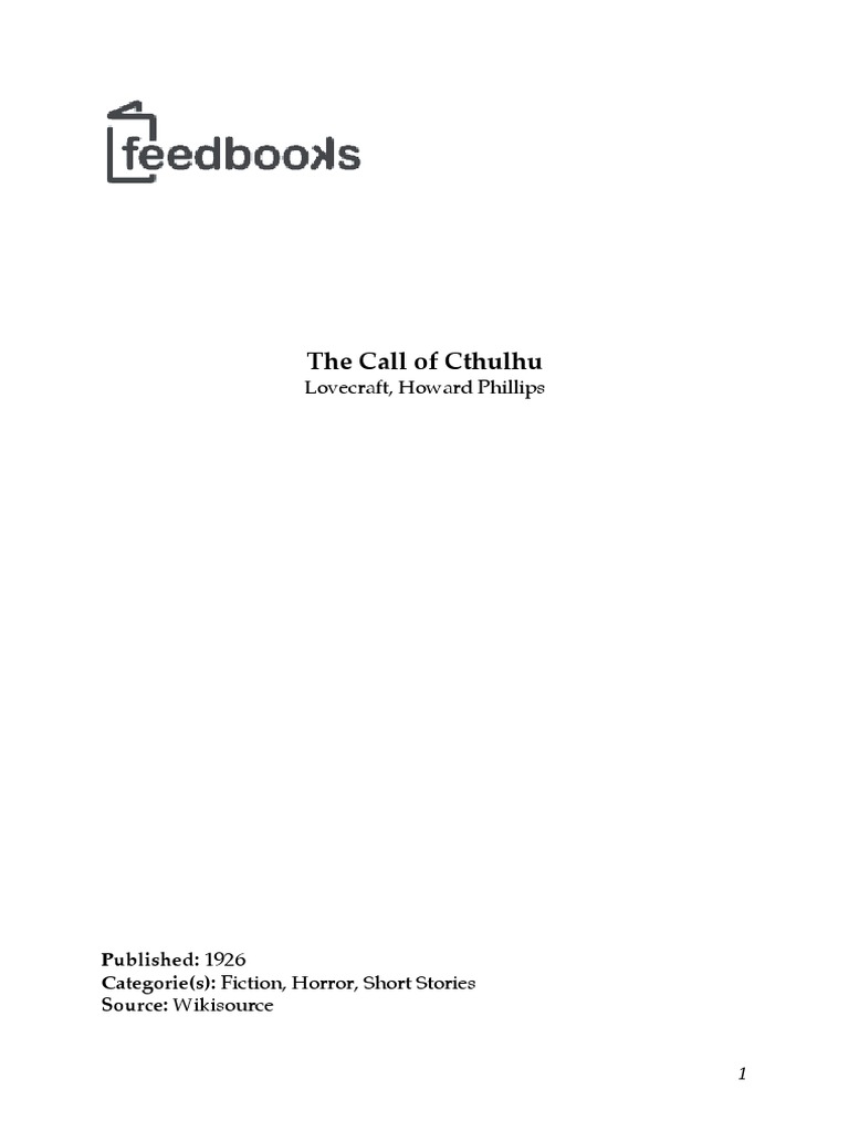 Howard Phillips Lovecraft - The Call of Cthulhu | PDF | H. P. Lovecraft