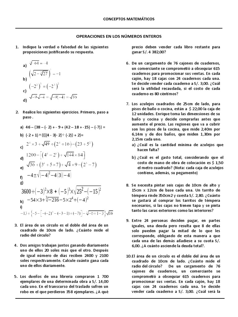 Operaciones y Problemas Matemáticos | PDF | Arte
