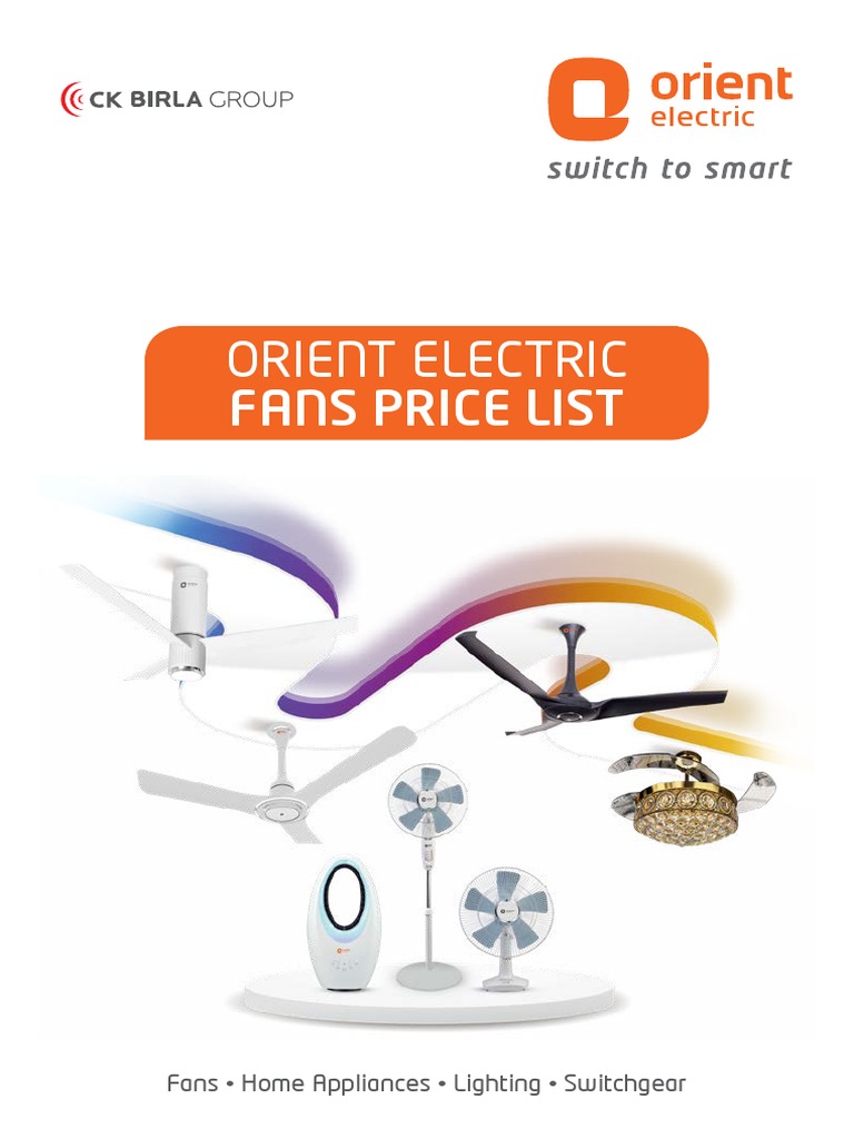 Orient Electric Fans Price List Fans Home Appliances Lighting