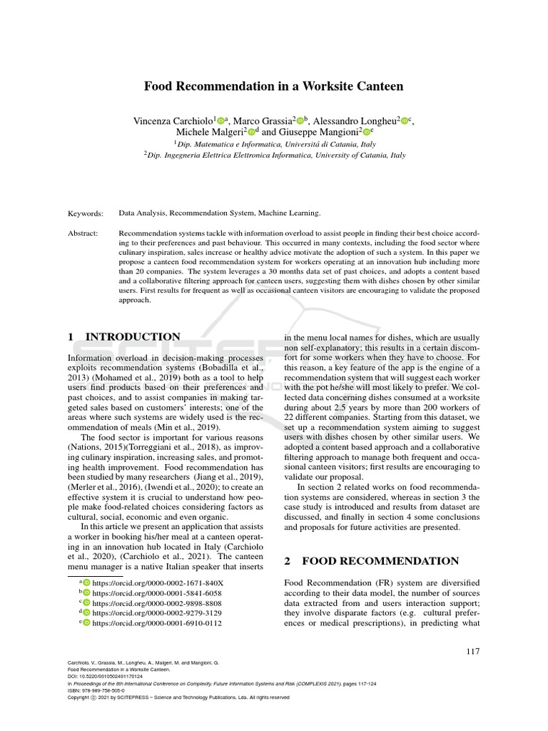 Food in A Worksite Canteen PDF Foods