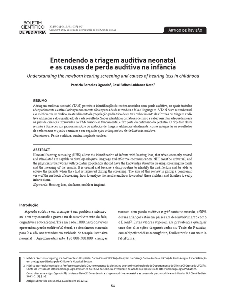 Audiologia infantil - TRIAGEM AUDITIVA NEONATAL REALIZADA AINDA NA  MATERNIDADE (24-48HS) OU ATÉ O - Studocu