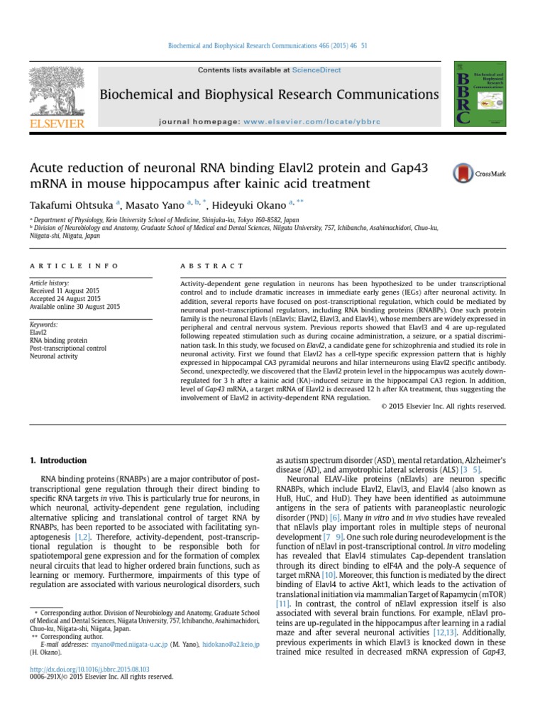 Biochemical and Biophysical Research Communications Takafumi Ohtsuka, Masato Yano, Hideyuki