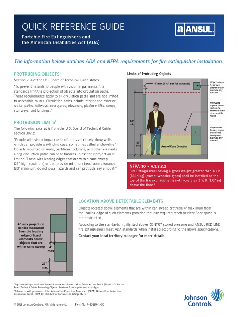 Quick Reference Guide The Information Below Outlines ADA and NFPA Requirements For Fire
