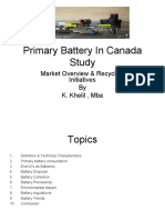 Primary Battery in Canada Study: Market Overview & Recycling Initiatives by K. Khelil, Mba
