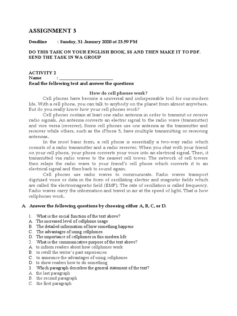 Assignment 3 How Do Cell Phones Work? Download Free PDF Radio