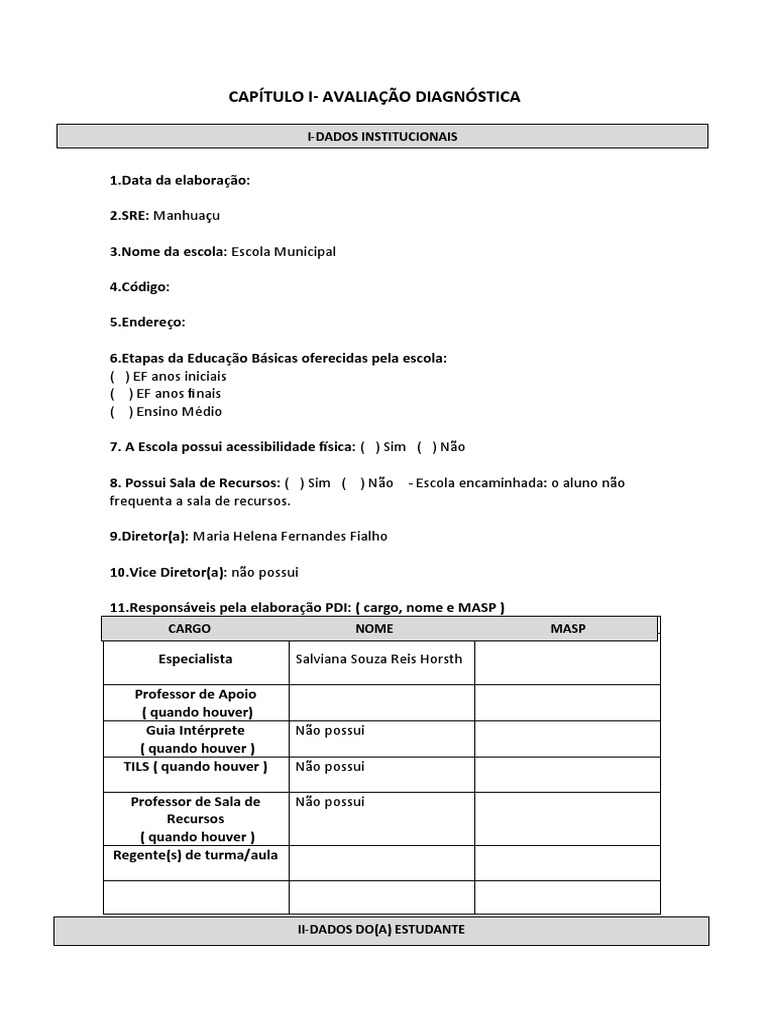 Modelo PDI em Branco | PDF