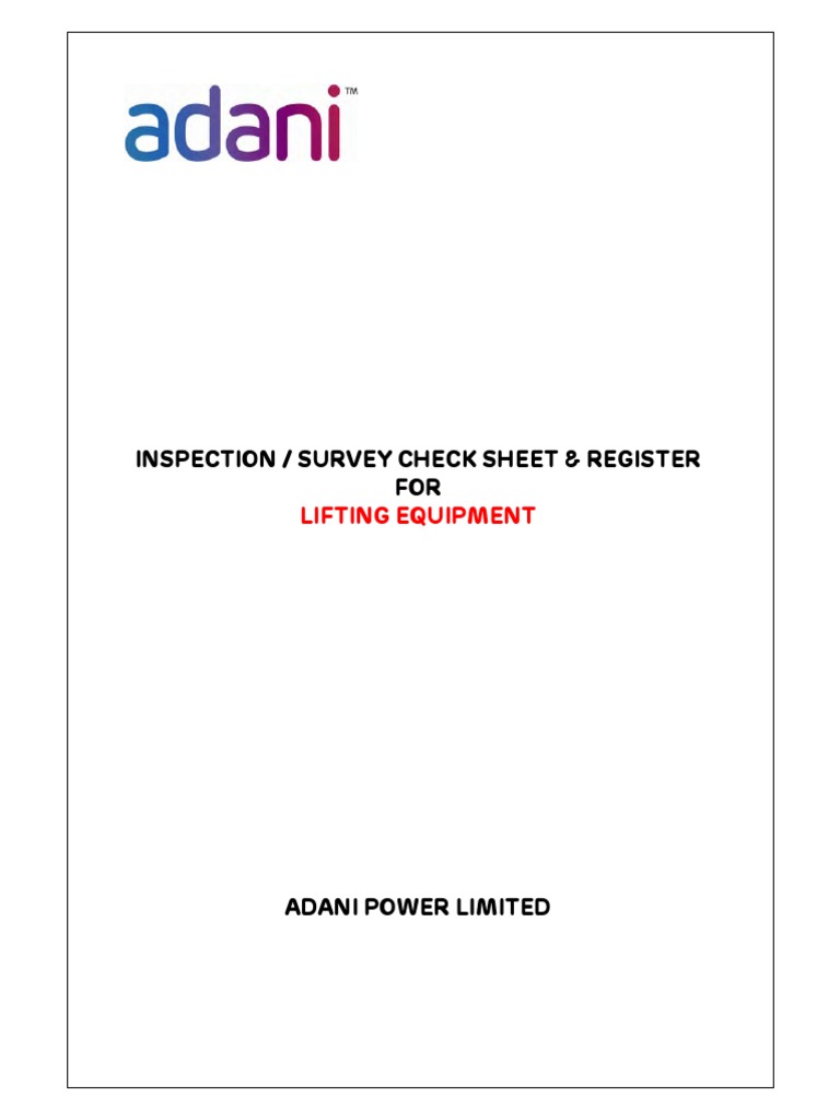 Lifting Equipements Checklist-1 | PDF | Crane (Machine) | Rope