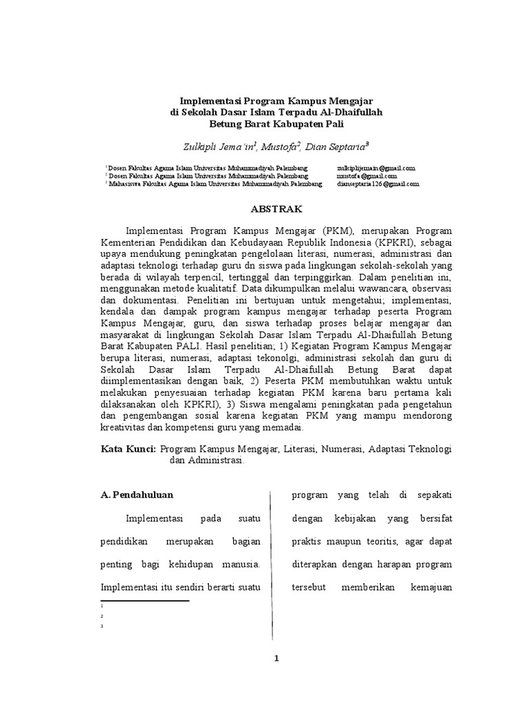Implementasi Kampus Mengajar di SDIT Al-Dhaifullah | PDF | Karier ...