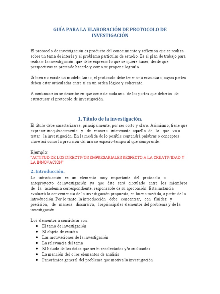 Guía para La Elaboración de Protocolo de Investigacion | PDF ...