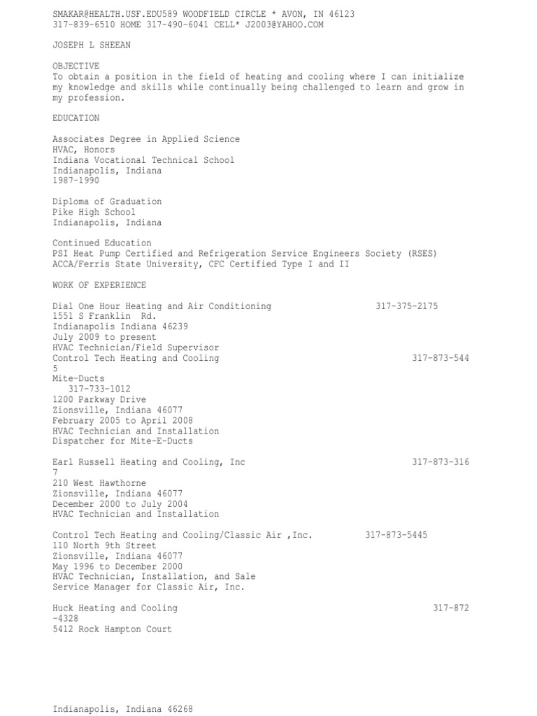 HVAC Service Manager or HVAC Field Supervisor PDF Hvac Air