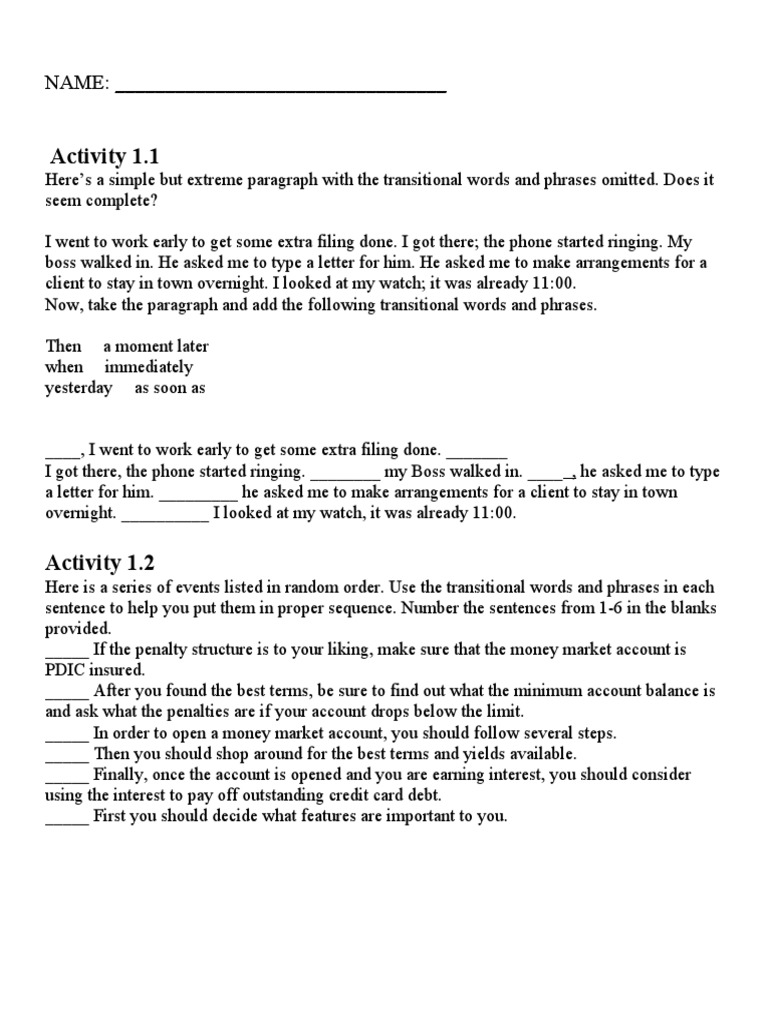Sequencing Activities for Writing Skills | PDF | Interest