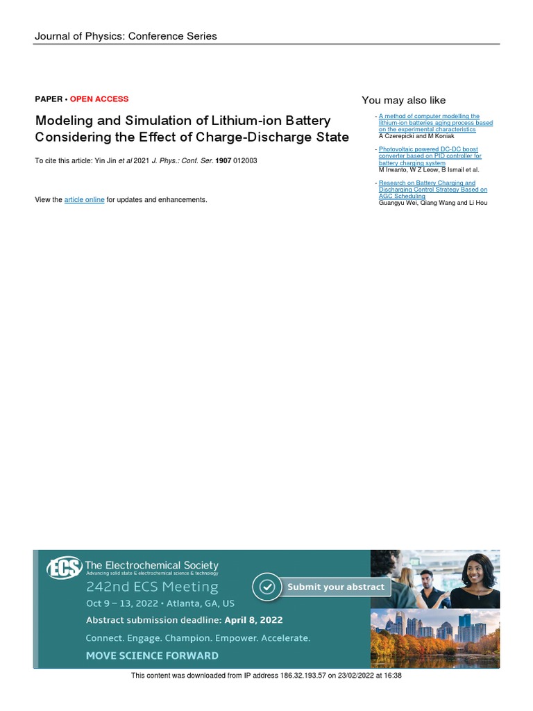 Lithium-Ion Battery Modeling in Simulink | PDF | Electrical Network ...