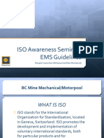 ISO Awareness Seminar: EMS Guidelines: Benguet Corporation (Motorpool and Mine Mechanical)