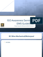 ISO Awareness Seminar: EMS Guidelines: Benguet Corporation (Motorpool and Mine Mechanical)