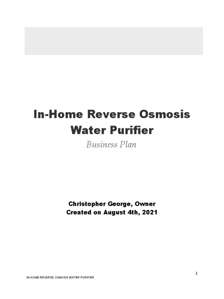 Com206 Marketing Business Plan PDF Water Purification Water