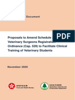 Proposals To Amend Schedule 2 To The Veterinary Surgeons Registration Ordinance (Cap. 529) To Facilitate Clinical Training of Veterinary Students