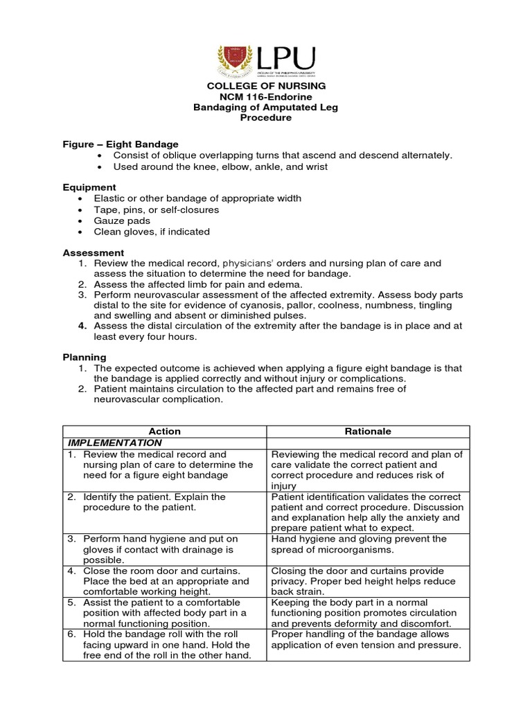Module 2 Bandaging of Amputated Leg With Rationale PDF Amputation