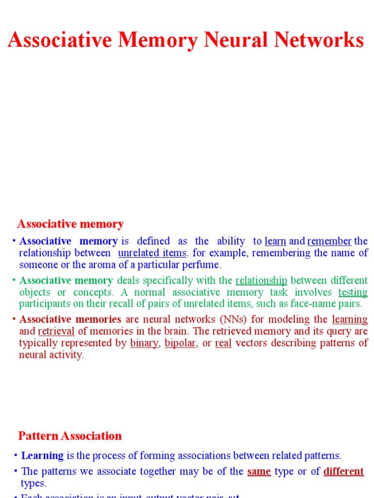 Types of Associative Memory Networks | PDF | Artificial Neural Network ...