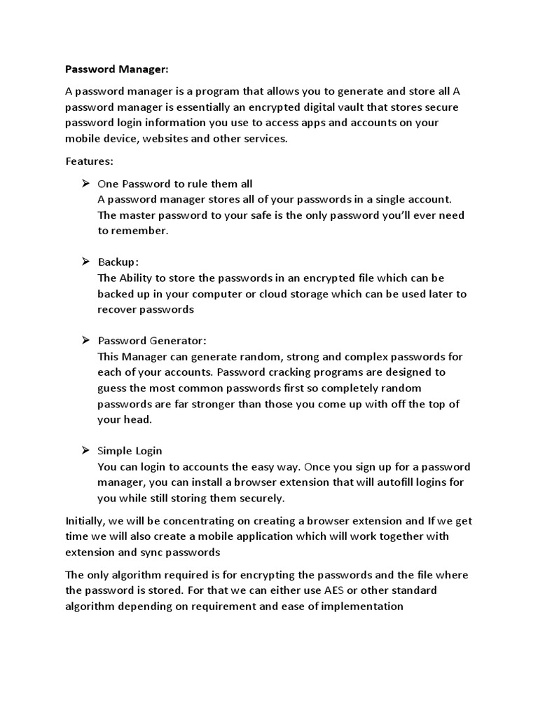 Secure Password Manager Features | PDF