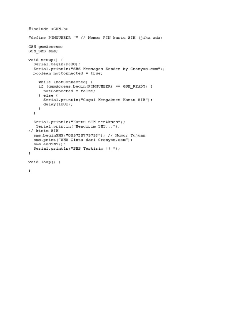 GSM SMS Sender Code Example | PDF
