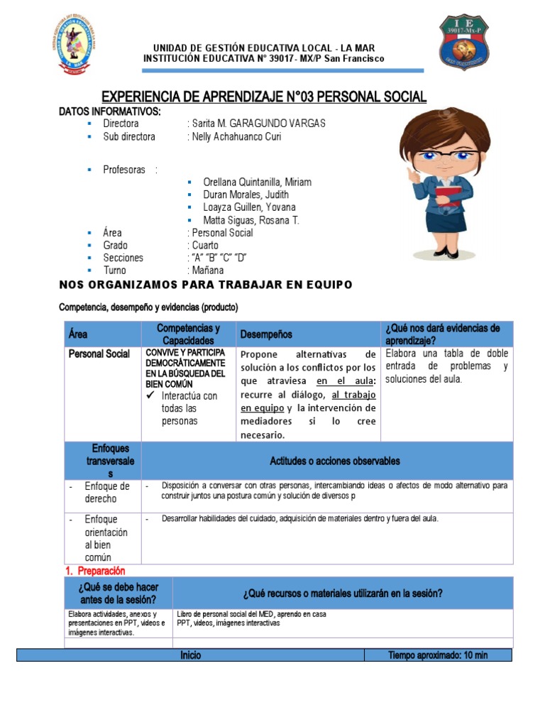 Experiencia de Aprendizaje en Personal Social | PDF | Aprendizaje ...