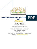 Investigatory Project Work OF: Physics