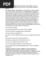 Ans. Quasi Contract: Sections 68 To 72 Deal With What Is Called in English